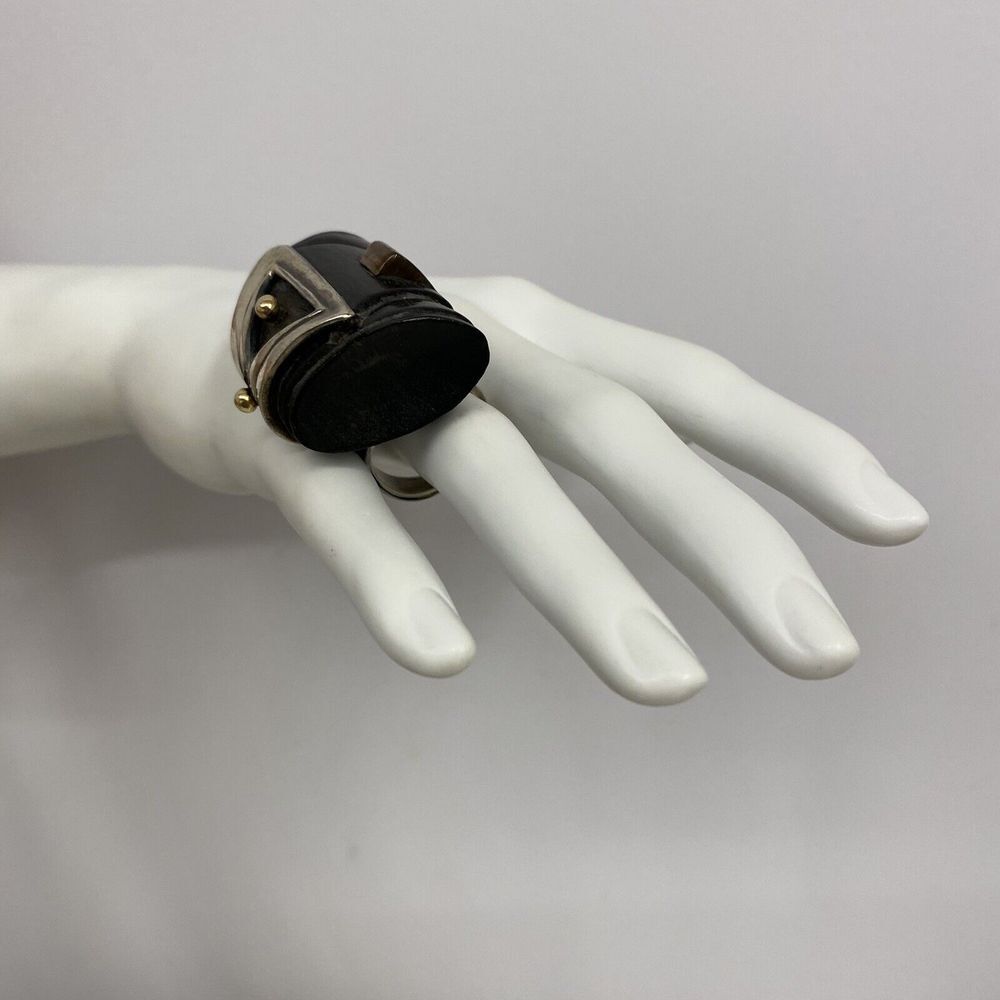 Fred Tate Sterling Ebony 14K Gold Ring True Work of Art JUMBO Artsy Size 9 - Picture 4 of 6